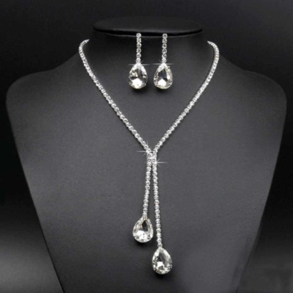 NEW!๐๐TEARDROP! CZ Y FORMAL BRIDAL PROM SET!๐๐ - Picture 2 of 8